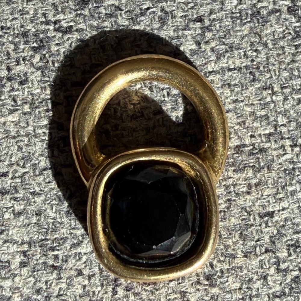 Givenchy Gold Tone Black Stone Square Charm Pendant Necklace Pendant Only - Picture 4 of 8